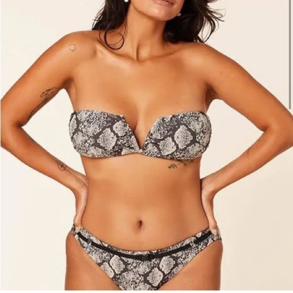 NWT Andie Swim The Scala Top and Riviera High Waisted Bottom in Snake Print